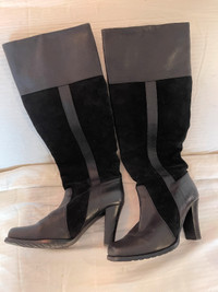 Women    long   leather boots - size 7.5