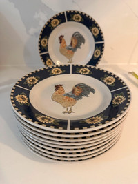 Gibson Everyday  Brewster Rooster Sunflowers 9" Salad Plate -