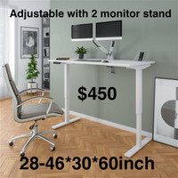 60W x 30D Electric Standing Desk with Monitor Arms