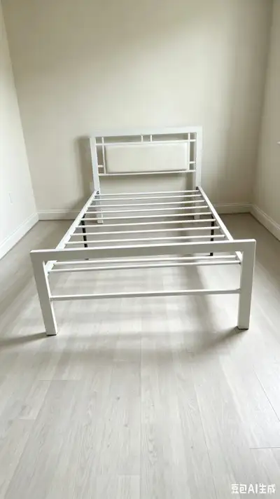 White Metal Single Bed Frame | Detachable for Easy Moving , View more