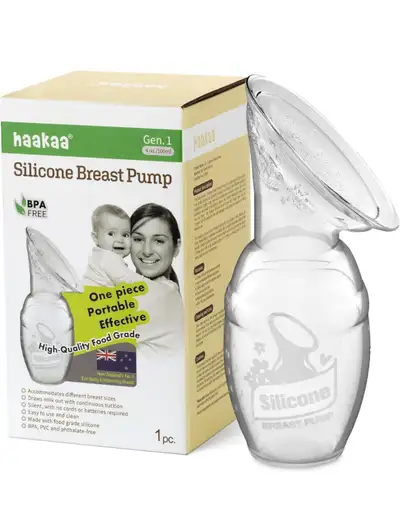 New Pack Manual Breast Pump for Breastfeeding, Silicone, Clear 4oz/100ml