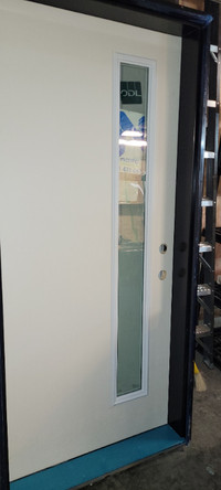 36x80in MMI Fiberglass Prehung Exterior Door with Insert 8x64