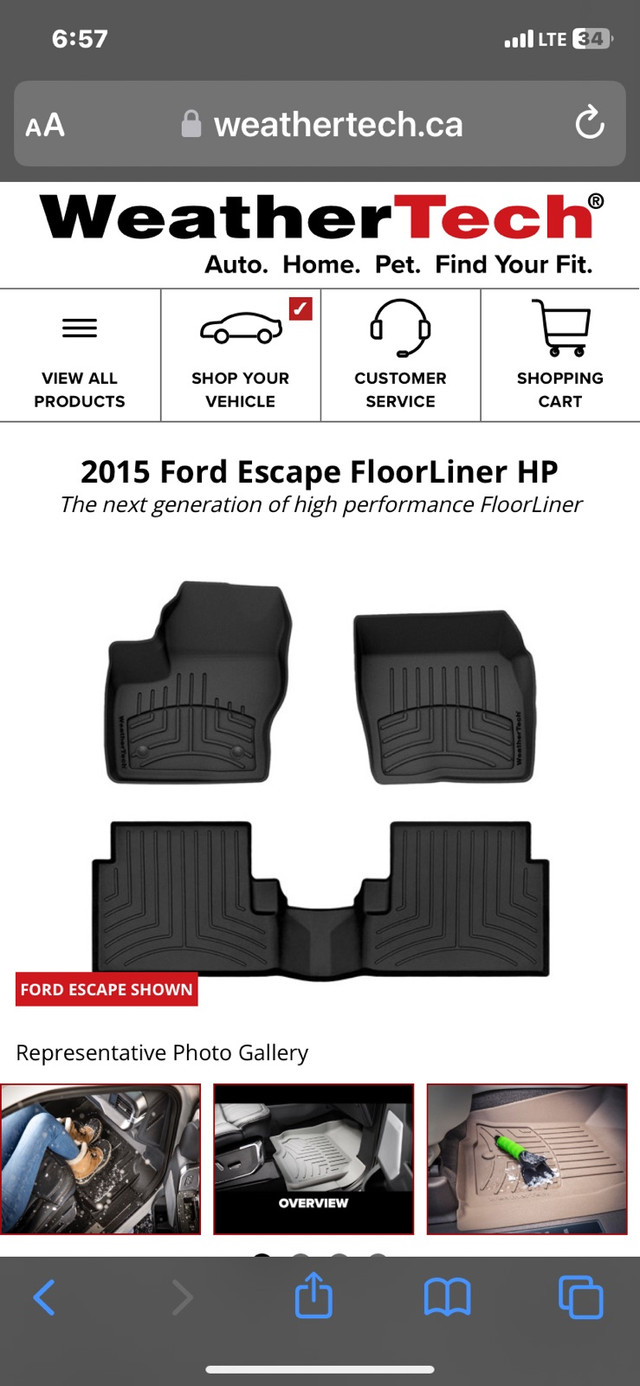 WeatherTech floor mats. Ford Escape  in Other in Mississauga / Peel Region - Image 3