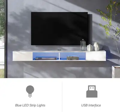 BNIB Wall mounted TV Stand with LED Lights for 65/70/75 Inch TV New in Box WAMPAT TV Stand with LED...