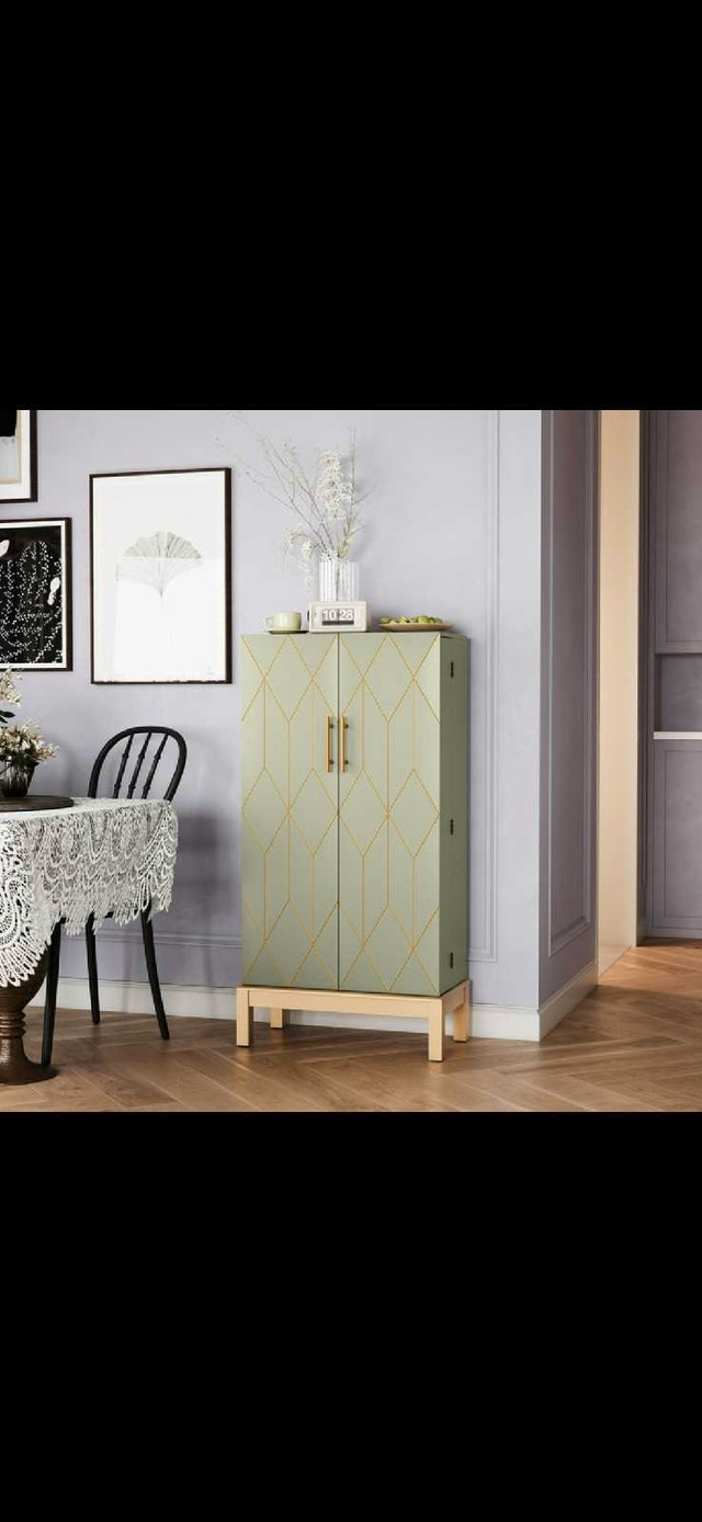 Kitchen Pantry Cabinet with 2-Door Adjustable Shelves and Golden in Hutches & Display Cabinets in Markham / York Region - Image 3
