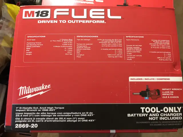 Milwaukee M18 1” Impact wrench 6” anvil ⛑⛑(BARE TOOL)⛑⛑ in Power Tools in Markham / York Region - Image 5