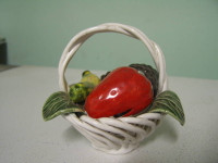 Vintage Porcelain Lattice Basket with Fruit
