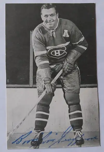 1960s Bernie Geoffrion Montreal Canadiens Photo Postcard Signed, View more