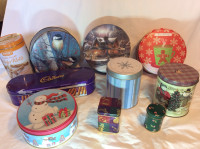 7  DECORATIVE TINS w Lids 4 Gift Giving/Toy/Craft Storage-NEW C.