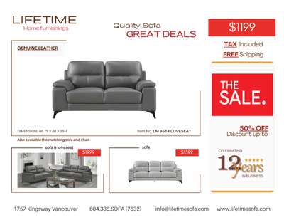 Genuine Top Grain Leather Loveseat, View more