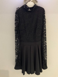 Black Dress with Long Sleeve Lace -  Small