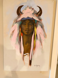 Indian Brave Painting unframed 24”x 36”