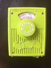 Vintage Fisher Price Green Radio Happy Birthday Music Box 1964
