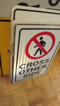 "CROSS OTHER SIDE" STREET  SIGN /ROAD SIGN/PEDESTRIAN SIGN