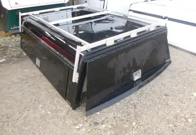 2019 - 2026 Chevrolet Silverado or GMC Sierra 1500 6'6 Black Swiss Contractor Truck Cap with Roof Ra...