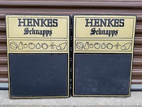 2 Alike Henkes Schnapps Chalk Board Signs / Good Condition $50