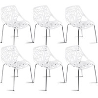 6 PCS Modern Design Birch Sapling Plastic Dining Side Chairs Sta