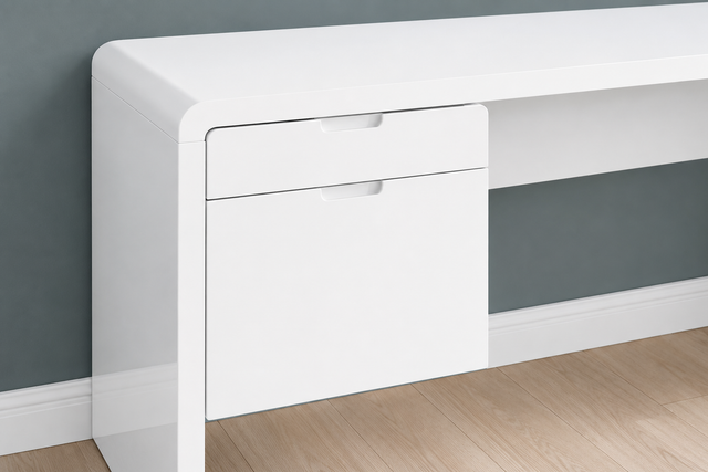 Modern White Computer Desk with 2 Drawers – 60" Home Office Writ in Desks in Ottawa - Image 3
