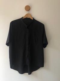 Black Button Droptail T-Shirt 