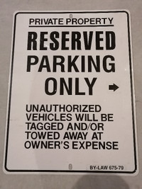 Parking Sign Reserved - Large, Like New