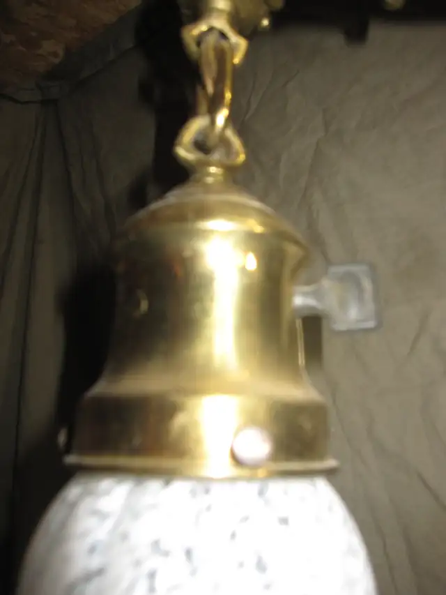 1930s ANTIQUE LIGHTING 2 ARM BRASS PAN LIGHT WITH OLD SHADES63235120722561124