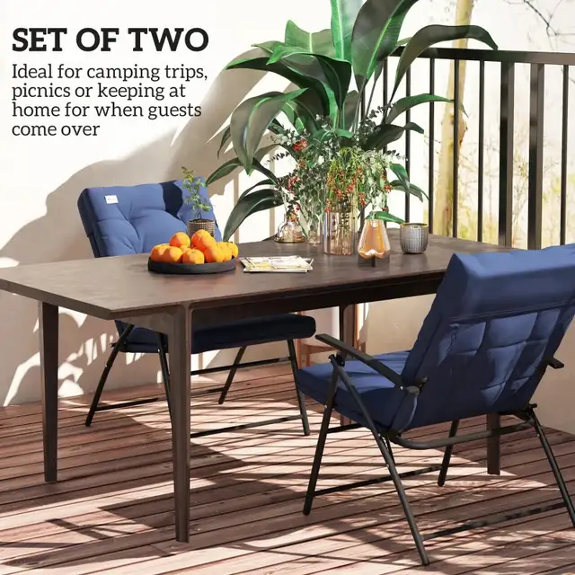 Set of 2 Outdoor Folding Chairs with Adjustable Backrest, Padded in Patio & Garden Furniture in Markham / York Region - Image 5