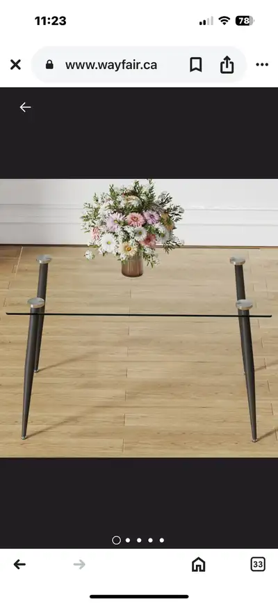 FOR SALE TEMPERED GLASS TABLE WE ONLY USED THE GLASS FOR 3 MONTHS LEGS TO TABLE NEVER USED STILL IN...