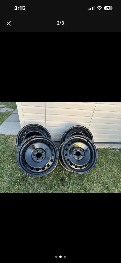 Selling these black rims that are 18” x 6.5 11 4.3. Five hole. All four for $150. Please include a c...