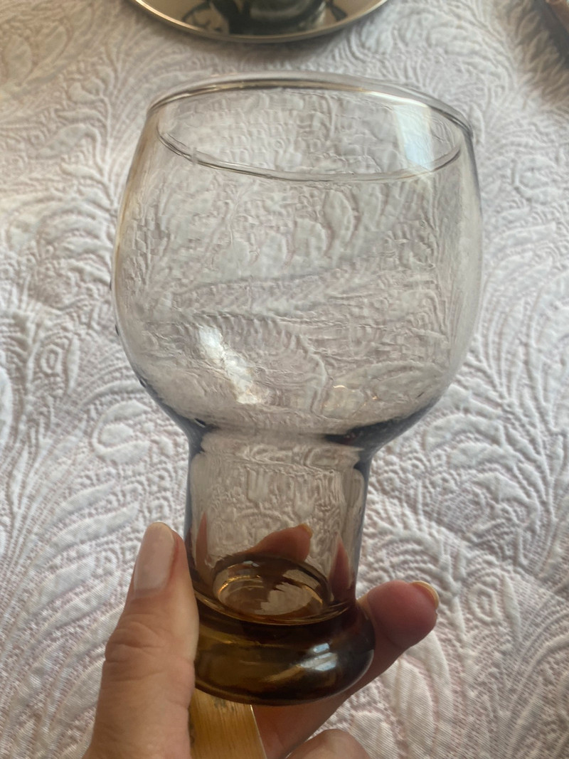 Used, Set of 8 Vintage Smoke brown glass Tumblers Pilsner Beer glasses for sale  