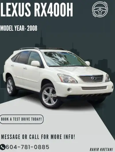 For Sale: 2008 Lexus RX400H ✅️Hybrid powertrain for great fuel efficiency ✅️Luxury SUV with a smooth...