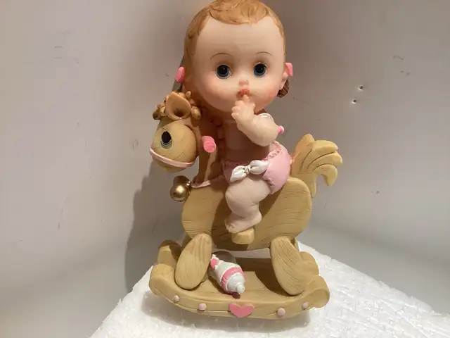 6” Baby Girl Riding Unicorn Rocking Horse – Baptism Gift63616757947523121
