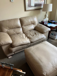 Free Leather Love Seat and Ottoman