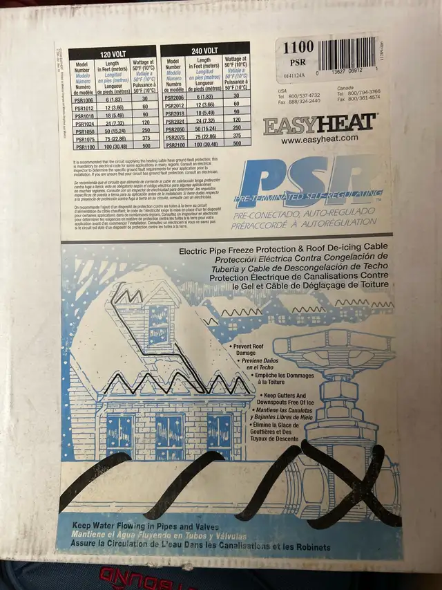 EasyHeat PSR Electric Pipe and Roof De-icing Cable
