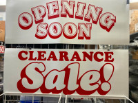 SIGN "OPENING SOON" "CLEARANCE SALE" - 19'' X 50 ''