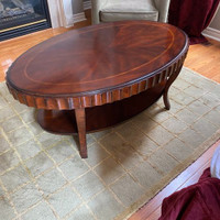 Traditional Oval Coffee Table with Bottom Shelf
