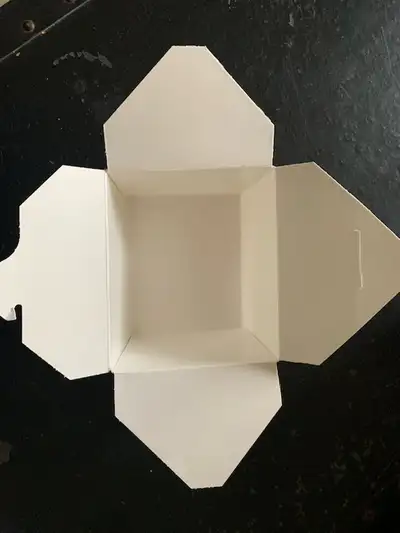 fifty (50) white cardboard rectangular food containers, View more