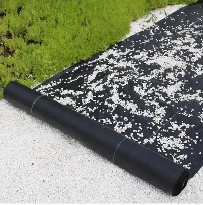 2.4oz-6.5FTx400FT Weed Barrier Landscape Fabric - Durable Weed Block Gardening Ground Cover Mat, Wov...