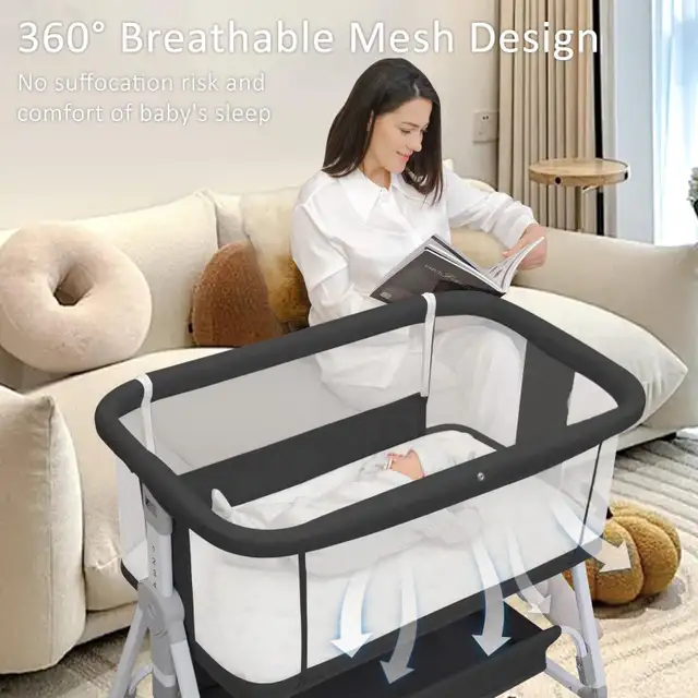 MEICHYUN Baby Bassinet Bedside Sleeper w Musical Toy in Cribs in Markham / York Region - Image 4