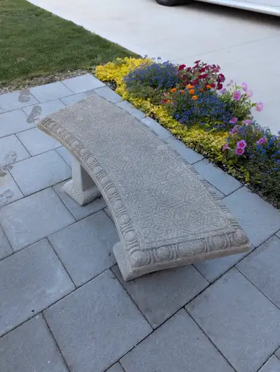 Two 2 seater concrete garden benches for sale., View more