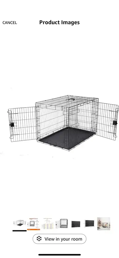 42” folding wire dog crate/kennel from Amazon Basics, barely used. Features double doors so can be o...