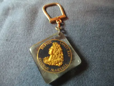 VINTAGE COGNAC MARTELL KEYCHAIN-DEPUIS LOUIS X1V-1970/80's, View more