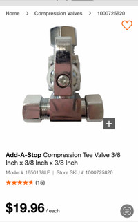 Add-A-Stop Compression Tee Valve for icemaker etc