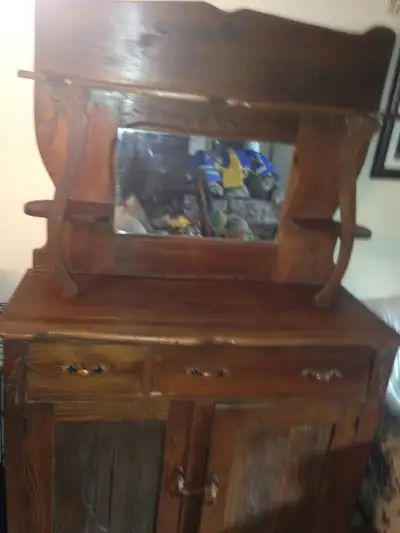 Antique Sideboard with a Mirror, View more