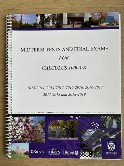 Midterm Tests and Final Exams for UWO CAL1000 Calculus, View more
