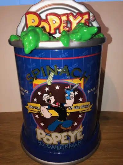Popeye Vintage light activated sound Tin /Ceramic cookie jar, View more