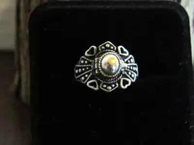 #261 Vintage Signed 925 Sterling Ornate Poison Ring 5.7g  Sz 5.5, View more