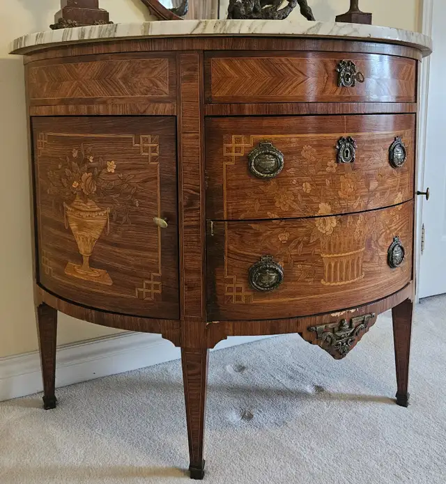FRENCH LOUIS XVI STYLE HALF-MOON COMMODE, LATE  19TH CENTURY in Home Décor & Accents in City of Toronto - Image 8