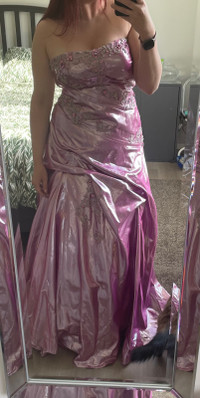 Pink Metallic Graduation Dress