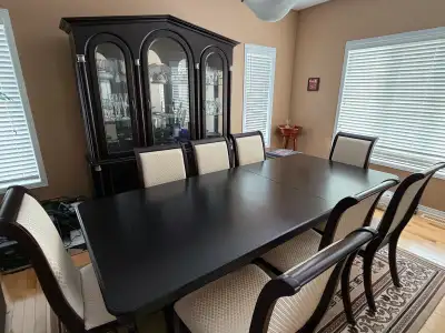  high-quality dining room table and hutch, View more