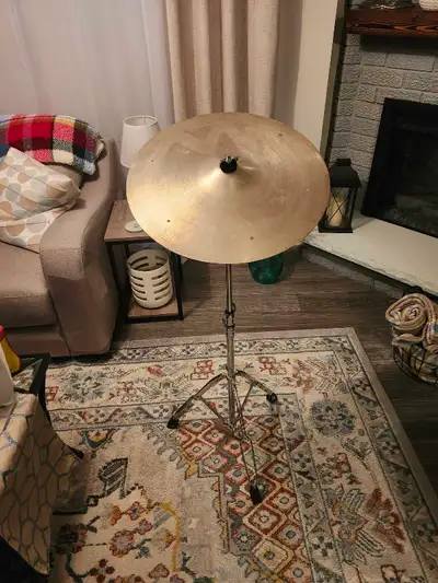 Vintage UFIP 18" Ride drum cymbal with 6 rivet holes., View more